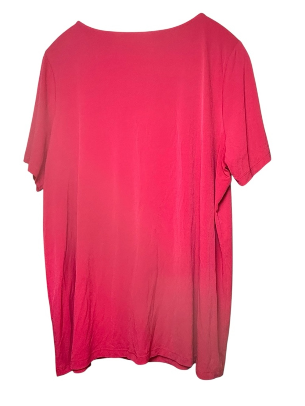 Susan Graver 1X Plus Hot Pink Magenta V-Neck Bar Detail S/S Tunic Top Shirt - Picture 3 of 7